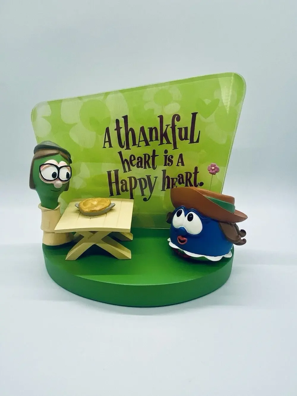 Vintage 1999 Veggie Tales Hallmark A Thankful Heart Is A Happy Heart Figure New